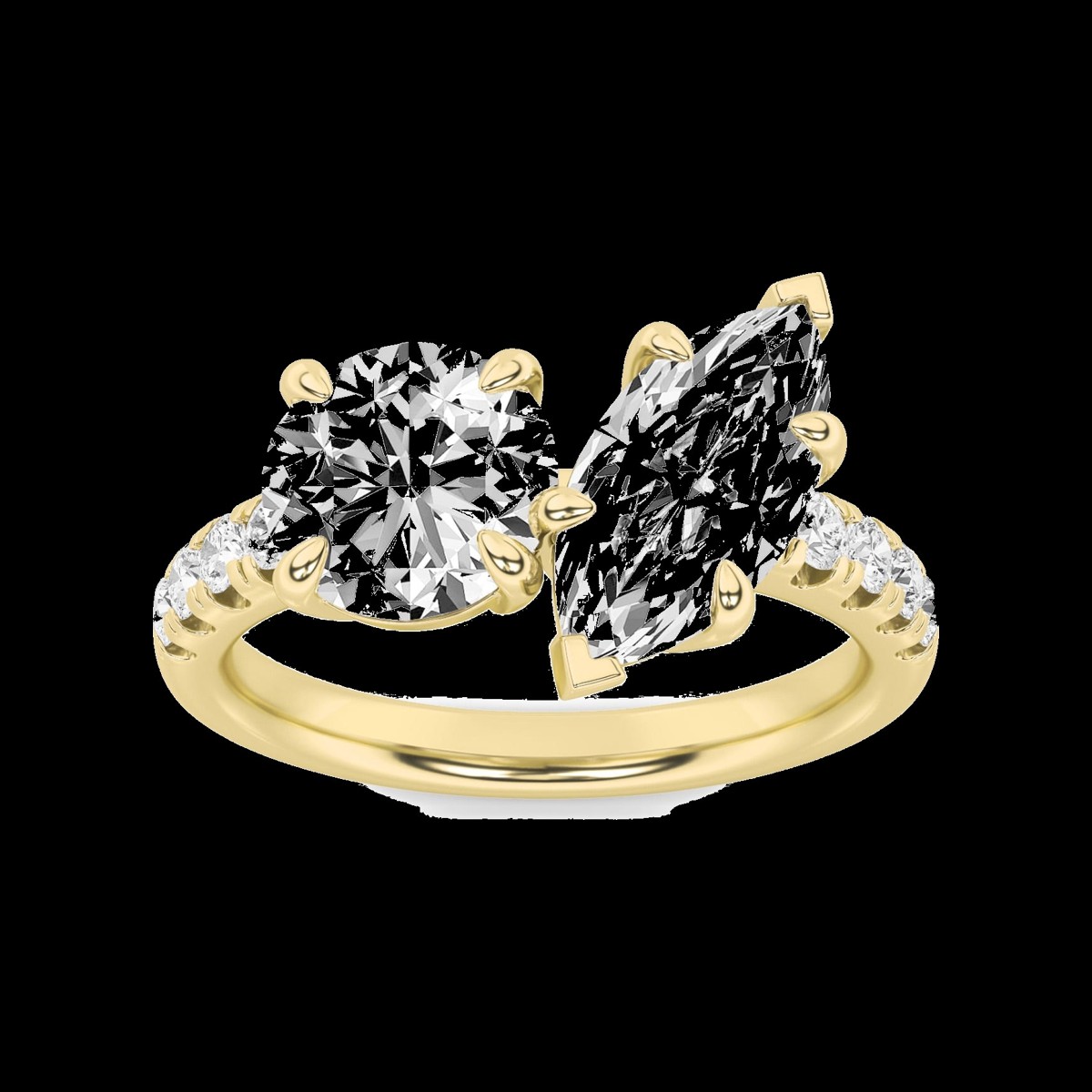 Round Marquise Three Stone Ring