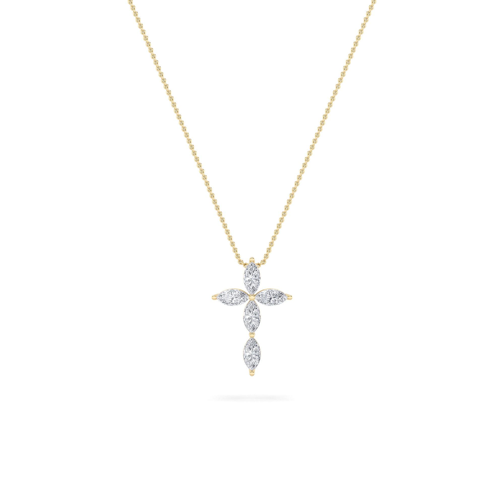 marquise cross pendant YG