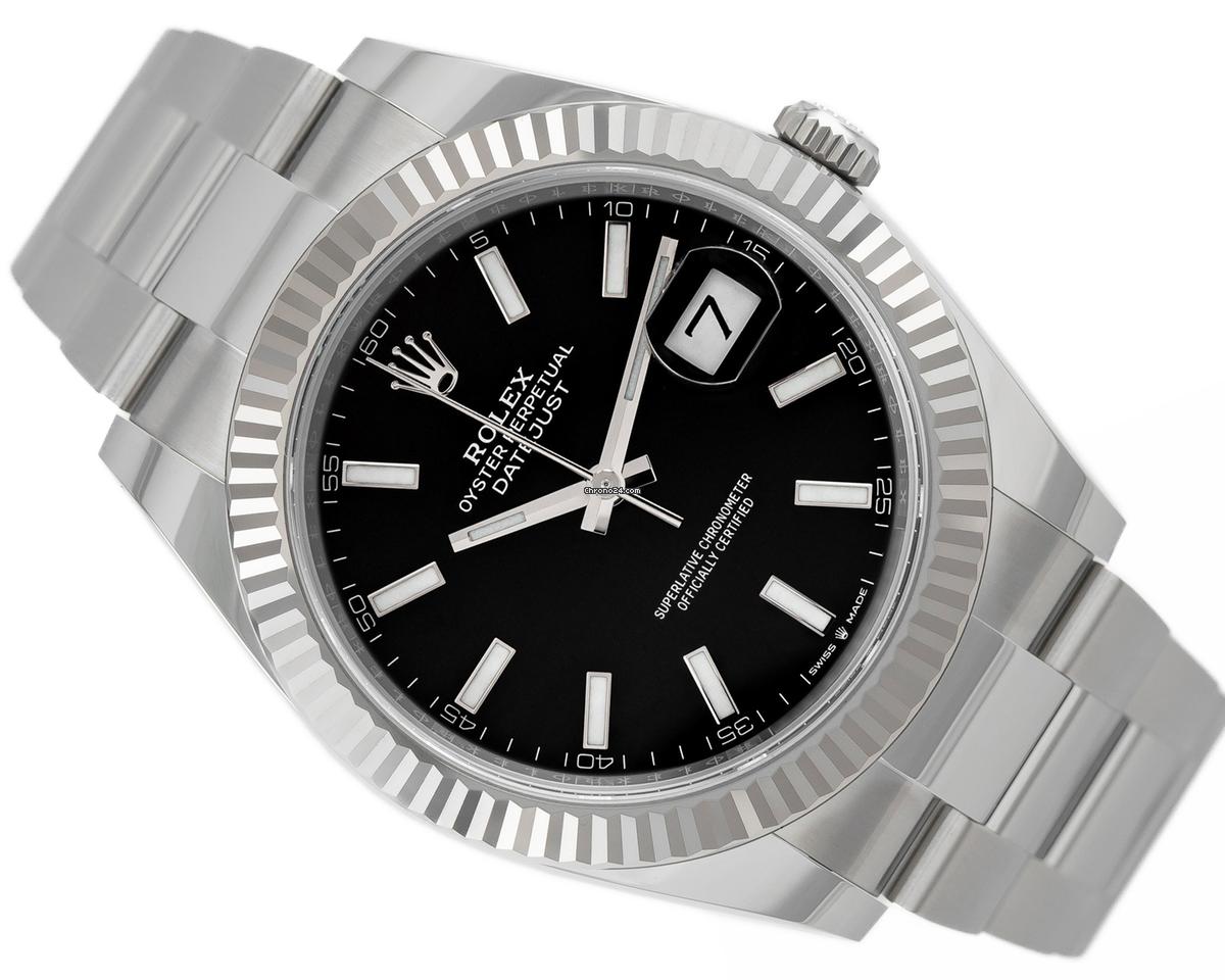 Rolex Datejust 41 Oyster Steel white Gold 18k Black Dial REF