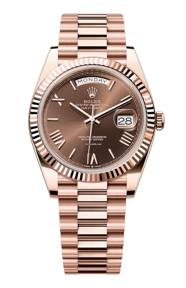 Rolex Unworn Rose Gold Day Date 40 Presidential Chocolate