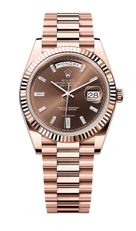 Rolex Unworn Rose Gold Day Date 40 Presidential Chocolate