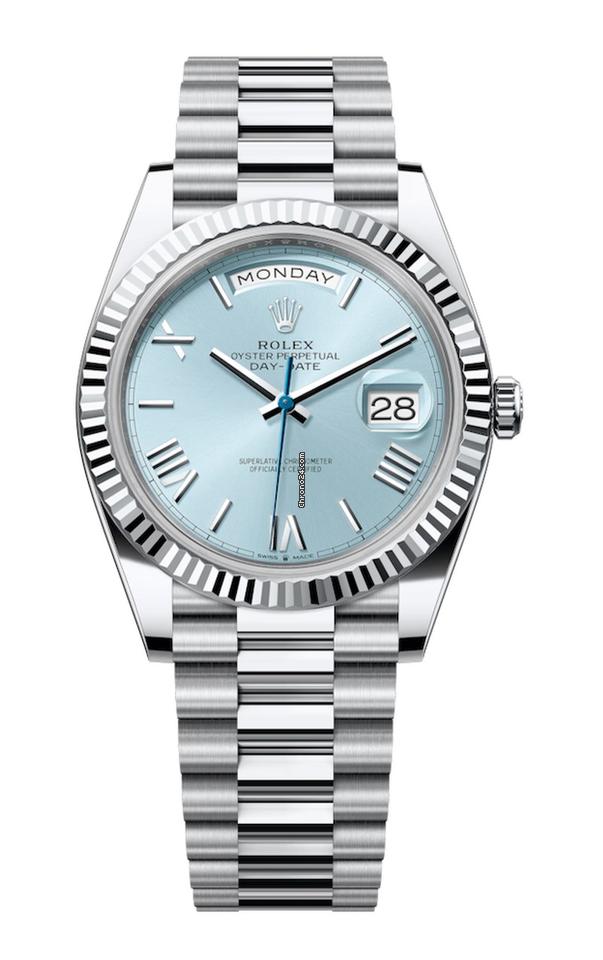 Rolex Unworn Platinum Day Date 40 Presidential Ice Blue